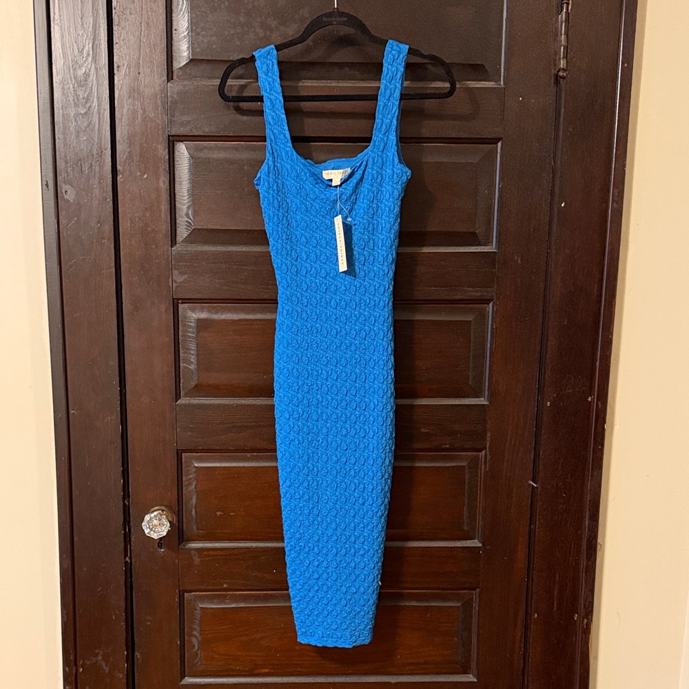 Blue Sleeveless Textured Dress